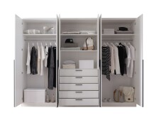 Drehtürenschrank >Arnis< 6 Türen, 5 Schubladen, Weiß - 270x210x52cm (BxHxT)