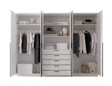 Drehtürenschrank >Arnis< 6 Türen, 5 Schubladen, Weiß - 270x210x52cm (BxHxT)