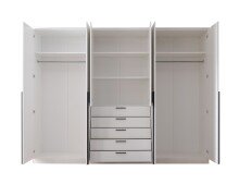 Drehtürenschrank >Arnis< 6 Türen, 5 Schubladen, Weiß - 270x210x52cm (BxHxT)