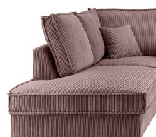 Wohnlandschaft >Rube< Schlaffunktion, 4804 Cord rosa - 309x92x198cm (BxHxT)