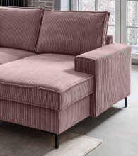 Wohnlandschaft >Rube< Schlaffunktion, 4804 Cord rosa - 309x92x198cm (BxHxT)