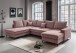 Wohnlandschaft >Rube< Schlaffunktion, 4804 Cord rosa - 309x92x198cm (BxHxT)