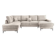 Wohnlandschaft >Rube< Schlaffunktion, Stauraum, Cord beige - 309x92x198cm (BxHxT)