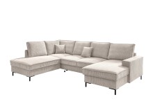 Wohnlandschaft >Rube< Schlaffunktion, Stauraum, Cord beige - 309x92x198cm (BxHxT)