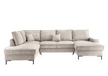 Wohnlandschaft >Rube< Schlaffunktion, Stauraum, Cord beige - 309x92x198cm (BxHxT)