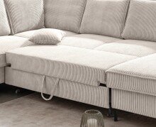 Wohnlandschaft >Rube< Schlaffunktion, Stauraum, Cord beige - 309x92x198cm (BxHxT)