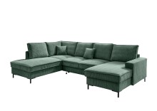 Wohnlandschaft >Rube< Schlaffunktion, Stauraum, Cord moosgrün - 309x92x198cm (BxHxT)