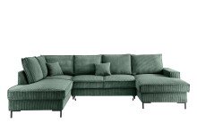 Wohnlandschaft >Rube< Schlaffunktion, Stauraum, Cord moosgrün - 309x92x198cm (BxHxT)