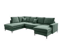 Wohnlandschaft >Rube< Schlaffunktion, Stauraum, Cord moosgrün - 309x92x198cm (BxHxT)