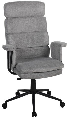 Chefsessel >Junis< höhenverstellbarer Kopfstütze, grau, Webstoff - 77x118x77cm (BxHxT)