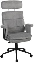 Chefsessel >Junis< höhenverstellbarer Kopfstütze, grau, Webstoff - 77x118x77cm (BxHxT)