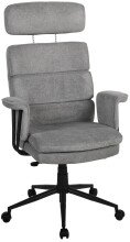 Chefsessel >Junis< höhenverstellbarer Kopfstütze, grau, Webstoff - 77x118x77cm (BxHxT)
