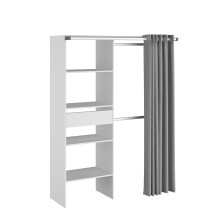 Vorhang-Schrank >Bari 1< 2 Stangen, 5 Fächer, Weiss / grau - 143x182x48cm (BxHxT)