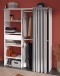 Vorhang-Schrank >Bari 1< 2 Stangen, 5 Fächer, Weiss / grau - 143x182x48cm (BxHxT)
