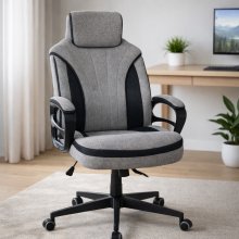 Chefsessel >Sandro< ergonomisch, grau / schwarz, Webstoff - 66x117x66cm (BxHxT)