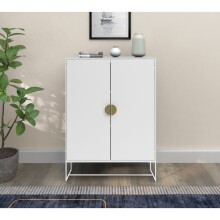 Kommode >Asia< 2 Türen, 2 Böden, in Weiß - 90x125x40cm (BxHxT)