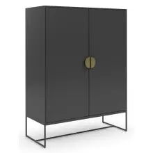 Hochschrank >Asia< in Anthrazit - 90x125x40cm (BxHxT)