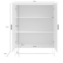 Hochschrank >Asia< in Anthrazit - 90x125x40cm (BxHxT)