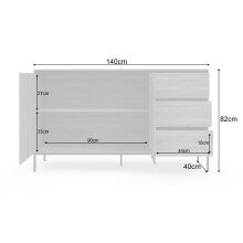 Kombikommode >Bari< in Eichenoptik Braun - 140x82x40cm (BxHxT)
