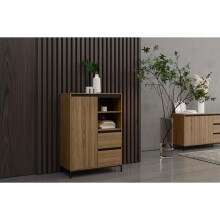 Hochkommode >Bari< in Eichenoptik Braun - 90x124x40cm (BxHxT)