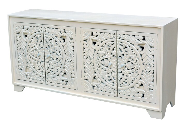 Sideboard >Kalita< in Weiß, Massivholz - 170x85x40cm (BxHxT)