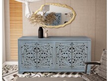 Sideboard >Kalita< in Grau, Massivholz - 170x85x40cm (BxHxT)