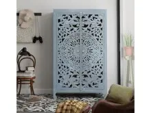 Highboard >Kalita< in Grau, Massivholz -...