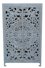 Highboard >Kalita< in Grau, Massivholz - 100x165x40cm (BxHxT)