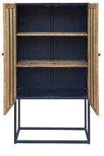 Highboard >Madira< in Schwarz, Mangoholz/Metall - 90x160x40cm (BxHxT)