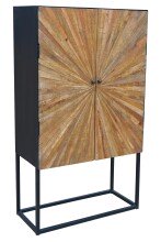 Highboard >Madira< in Schwarz, Mangoholz/Metall -...