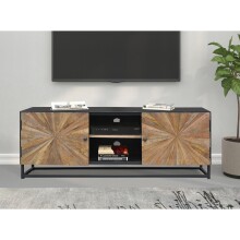 Lowboard >Madira< in Schwarz, Mangoholz/Metall - 140x50x40cm (BxHxT)