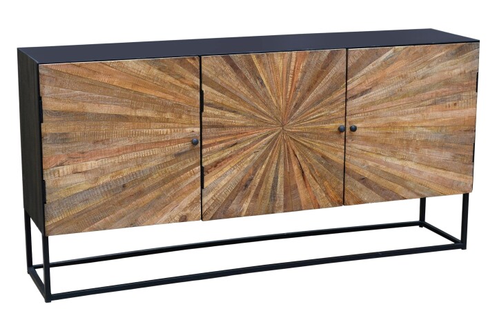 Sideboard >Madira< in Schwarz, Mangoholz/Metall - 180x90x40cm (BxHxT)
