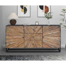 Sideboard >Madira< in Schwarz, Mangoholz/Metall -...