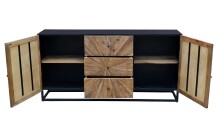 Sideboard >Madira< in Schwarz, Mangoholz/Metall - 180x90x40cm (BxHxT)