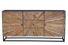 Sideboard >Madira< in Schwarz, Mangoholz/Metall - 180x90x40cm (BxHxT)