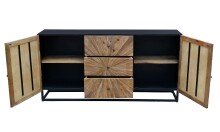 Sideboard >Madira< in Schwarz, Mangoholz/Metall - 180x90x40cm (BxHxT)