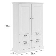 Mehrzweckschrank >Motala< in Weiß - 83x130x35cm (BxHxT)