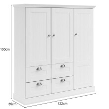 Mehrzweckschrank >Motala< in Weiß - 122x129x35cm (BxHxT)