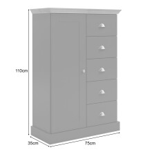 Hochkommode >Motala< in Anthrazit - 75x110x35cm (BxHxT)