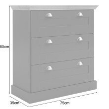Schubkastenkommode >Motala< in Weiß - 75x80x35cm (BxHxT)
