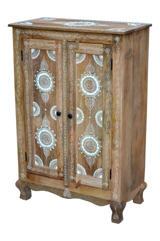 Highboard >Sharma< in Braun, Mangoholz - 80x120x40cm (BxHxT)