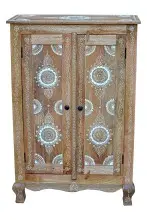 Highboard >Sharma< in Braun, Mangoholz - 80x120x40cm (BxHxT)