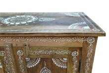 Highboard >Sharma< in Braun, Mangoholz - 80x120x40cm (BxHxT)