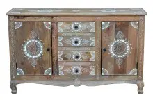 Sideboard >Sharma< in Braun, Mangoholz - 140x85x40cm (BxHxT)