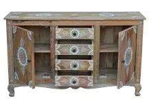 Sideboard >Sharma< in Braun, Mangoholz - 140x85x40cm (BxHxT)