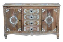 Sideboard >Sharma< in Braun, Mangoholz - 140x85x40cm (BxHxT)