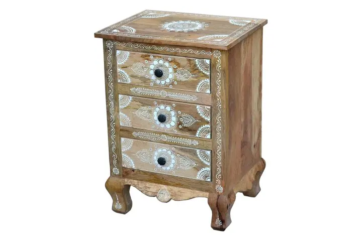 Nachtkommode >Sharma< in Braun, Mangoholz - 50x70x40cm (BxHxT)