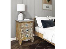 Nachtkommode >Sharma< in Braun, Mangoholz - 50x70x40cm (BxHxT)