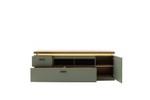 Wohnwand >MONIZ< (2-teilig) Salbei / Eiche, Lowboard 156x57x44cm, Wandboard 65x96x26cm