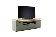 Wohnwand >MONIZ< (2-teilig) Salbei / Eiche, Lowboard 156x57x44cm, Wandboard 65x96x26cm